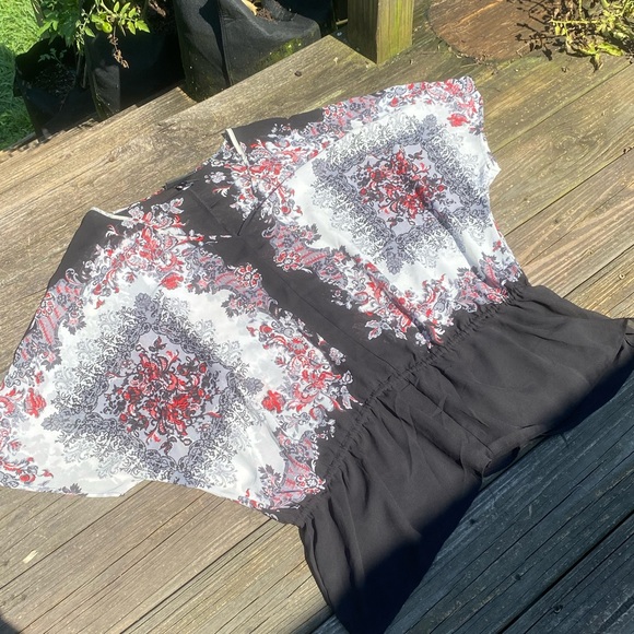 Lane Bryant floral blouse semi-sheer tunic dolman sleeves flounce sz 22/24 - Picture 9 of 12